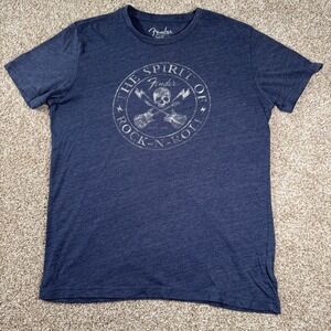 Lucky Brand Fender The Spirit of Rock n Roll Graphic T Shirt Men's Medium Blue